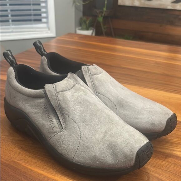 Merrell Men’s Gray Suede Leather Jungle Mock Slip In Traction Shoe Size 14 - Picture 1 of 11